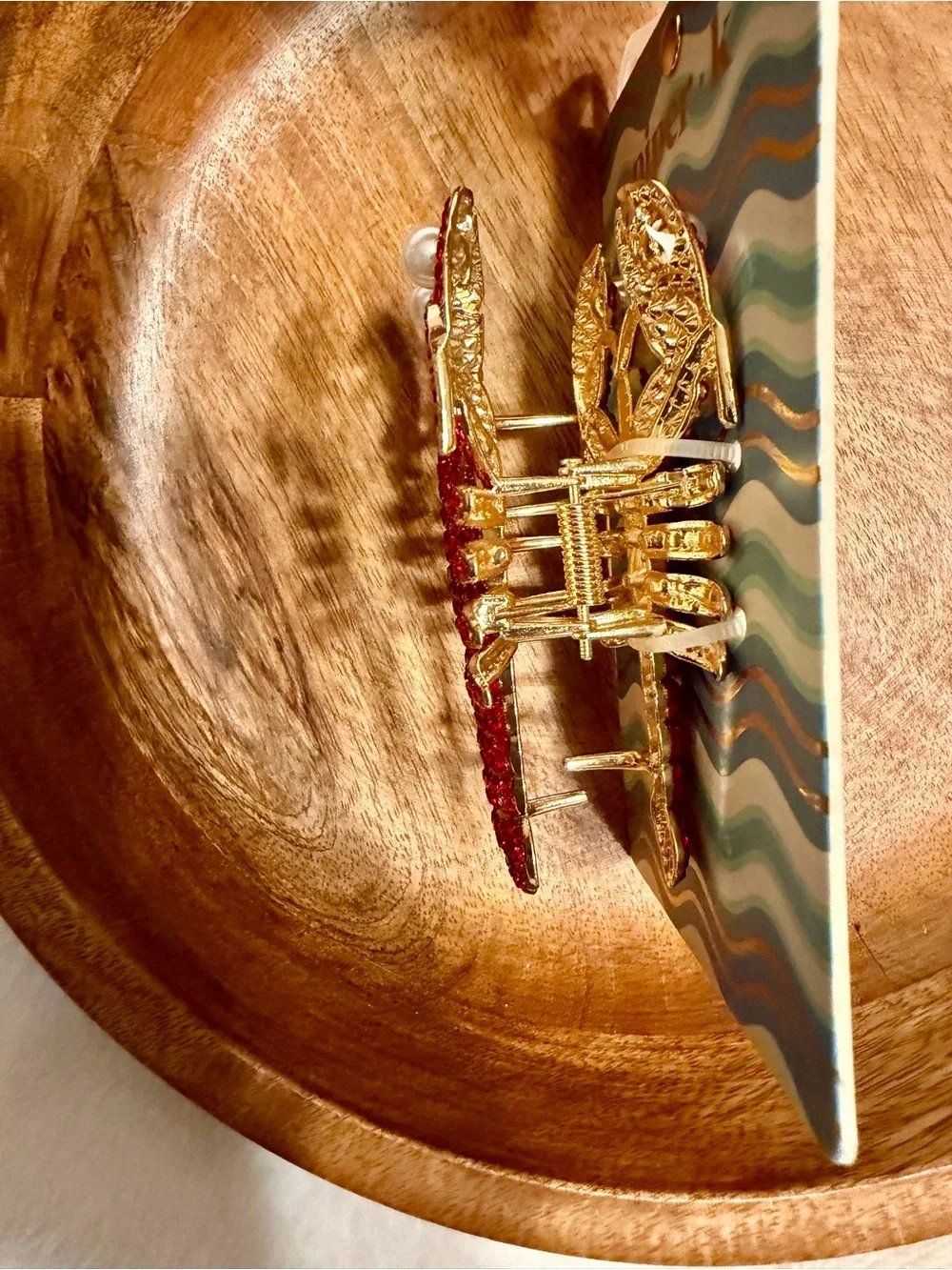 Piper•K Red & Gold Crystal Lobster Hair Clip NEW